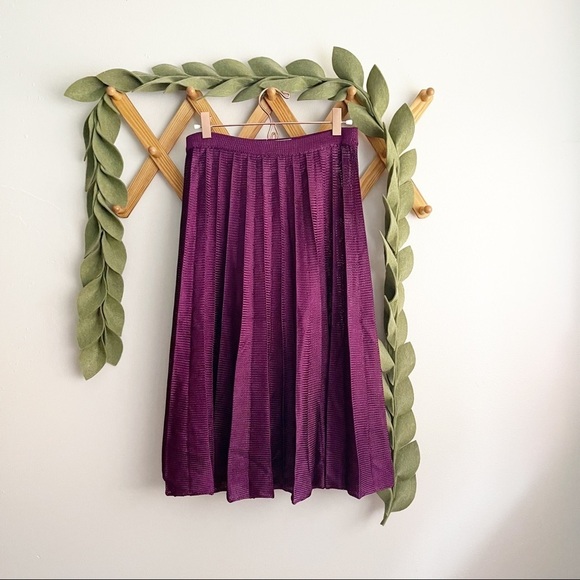 Vintage Giorgio Beverly Hills Purple Pleated Midi Skirt